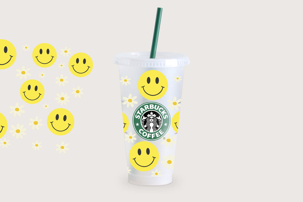 Smiley Daises Cold Cup Wrap SVG