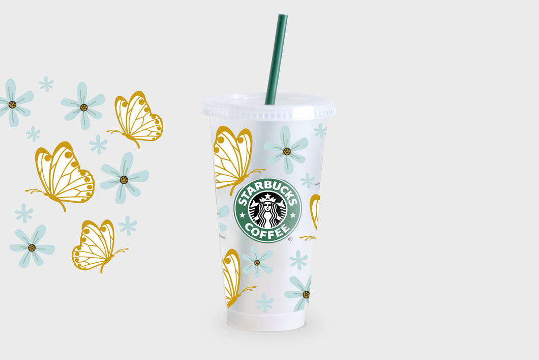 Spring Butterflies Cold Cup Wrap SVG/PNG